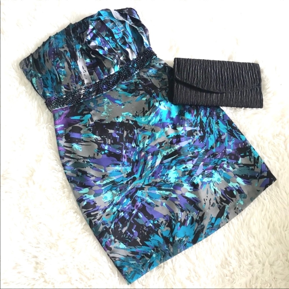 BCBGeneration Jewel-Toned Embellished Silk Dress